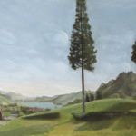 Giuseppe Mozzanica, Da località Paradiso vista su lago di Garlate e Monte Barro, 1953, pastello su cartone pressato, 57 x 45 cm, Pinacoteca - Fondazione Giuseppe Mozzanica.