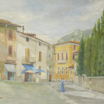 Giuseppe Mozzanica, Bar della Mina in piazzetta corso Matteotti a Lecco, 1961, olio su tela, 70 x 55 cm, Pinacoteca - Fondazione Giuseppe Mozzanica.